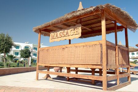 Massage place on a tropical beach.の写真素材