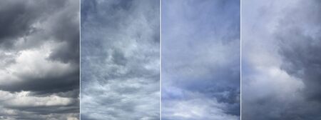 Four image of cloudy sky, every photo 6 MP, 3000 x 2000. Thunderclouds over horizon. Storm sky background.の写真素材