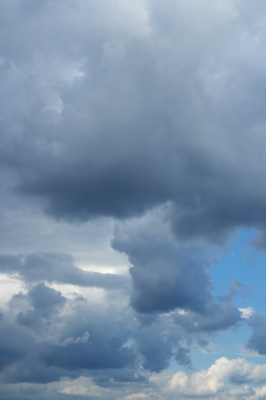 Thunderclouds over horizon, cloudscape, storm. Cloudy sky background.の写真素材