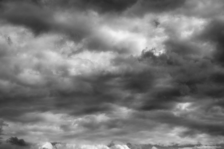 Thunderclouds over horizon, cloudscape, storm. Cloudy sky background.の写真素材