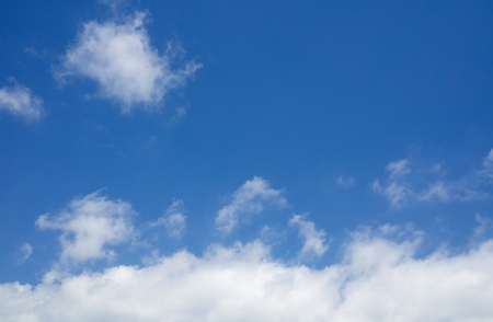 Cloudscape over horizon. White heap clouds in the blue sky. Heaven.の写真素材