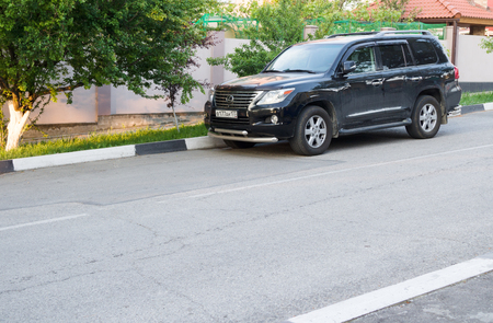 LOS ANGELES, USA - APRIL 29, 2016: Lexus LX 570 parked on the street. Big japanese jeep is very popular in USA.のeditorial素材