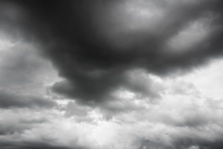 Thunderclouds over horizon, cloudscape, storm. Cloudy sky background.の写真素材