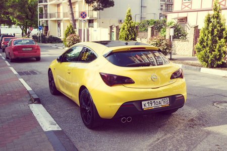 SOCHI, RUSSIA - APRIL 29, 2016: Opel Astra parked on the streets of Sochi.のeditorial素材