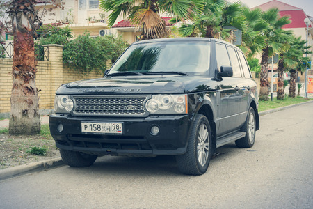 Sochi, Russia - October 11, 2016: Range Rover parked on the street of Sochi City. The Range Rover was launched in 1970. It is now in its fourth generation.のeditorial素材