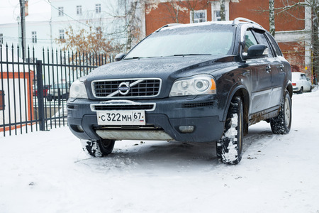 Smolensk, Russia - December 01, 2016: New luxury Volvo XC 90 parked in winter street.のeditorial素材
