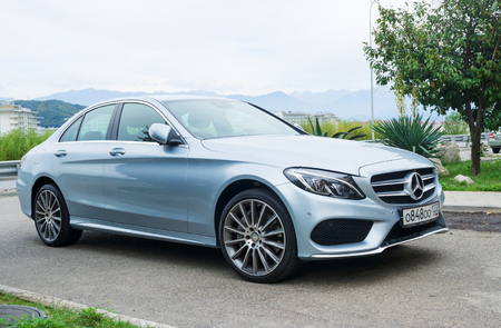 Sochi, Russia - October 11, 2016: New luxury auto Mercedes Benz parked in the street.のeditorial素材