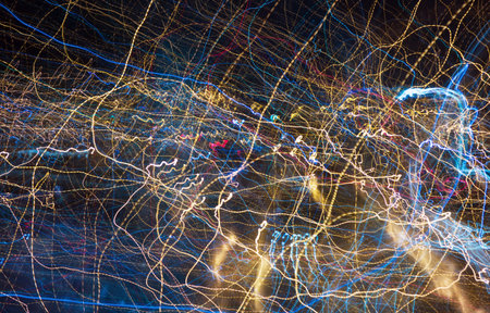 Beautiful colorful abstract light, electricity flash in the night