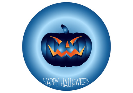 Happy Halloween icon scary on blue background, vector illustration. Halloween party.のイラスト素材