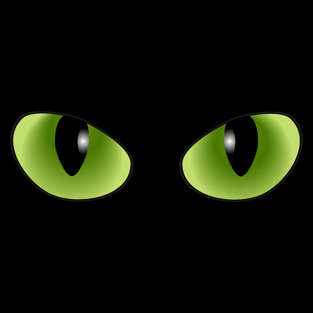 Green cat eyes on a black backgroundのイラスト素材