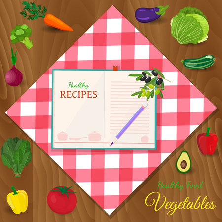 Cooking concept. Groceries on wooden table. Veggie food, eat vitamins.のイラスト素材