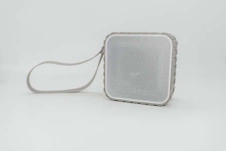 Computer bluetooth speaker close-up on a light background. Side viewの写真素材