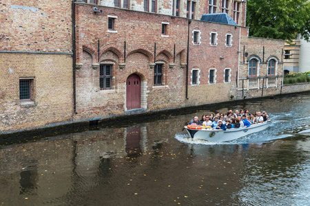 Channel in Brugge. Flanders, Belgiumのeditorial素材