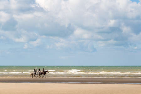 Dunes clouds and North Sea in De-Panne, Belgiumの写真素材