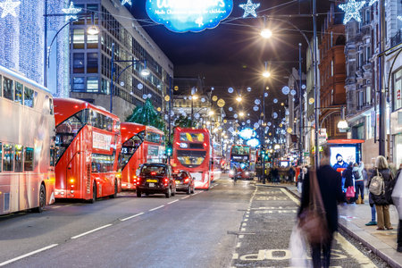 Christmas lights 2016 on Oxford street, London, Englandのeditorial素材