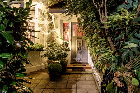 House decorated for Christmas in London, UKの写真素材