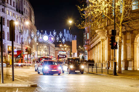 Night street in Christmas, Londonの写真素材