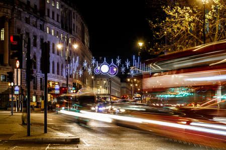 Night street in Christmas, Londonの写真素材