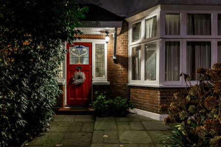House decorated for Christmas in London, UKの写真素材