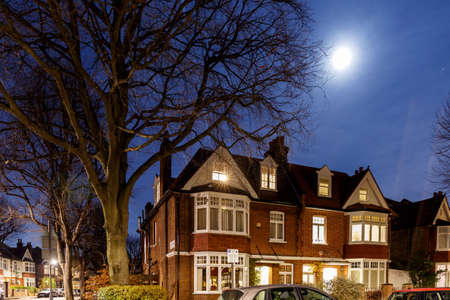 House decorated for Christmas in London, UKの写真素材