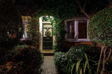 House decorated for Christmas in London, UKの写真素材