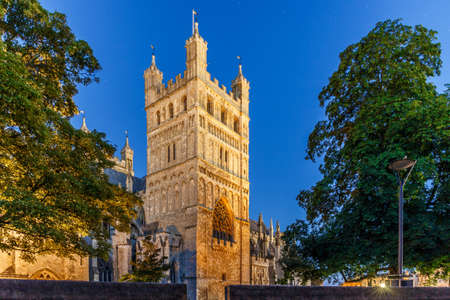 Travelling at Old center of Exeter (Devon), UKの写真素材