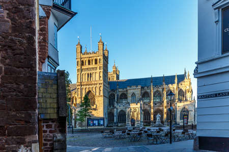 Travelling at Old center of Exeter (Devon), UKのeditorial素材