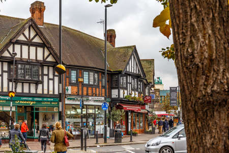 Chiswick suburb street in autumn, London, Englandのeditorial素材