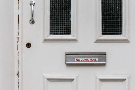 No junk mail precaution on door, London, Englandの写真素材