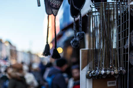 Portobello market in winter, Londonの写真素材