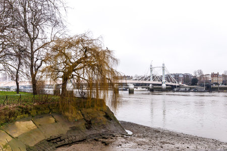 Adolphe bridge in winter, Londonの写真素材