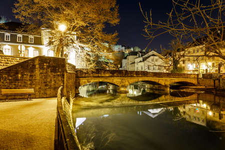Grund in the night, Luxembourgの写真素材