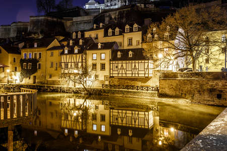 Grund in the night, Luxembourgの写真素材