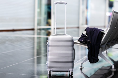 Hand luggage in the airport before boarding