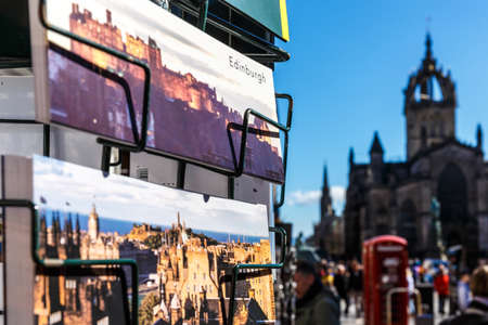 Cards on Royal mile in Edinburgh, Scotlandの写真素材