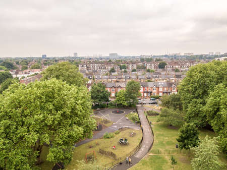 Aerial view of London suburb, Englandの写真素材