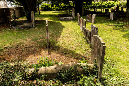 Skull decoration of tomb stone, Englandの写真素材