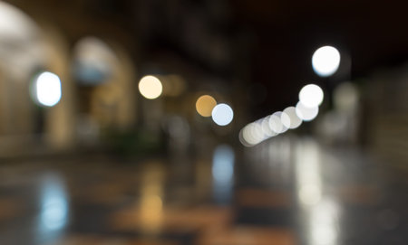 Old city center bokeh out of focusの写真素材
