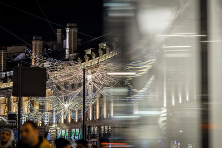 Regents street decorated for 2017 Christmas, Londonの写真素材