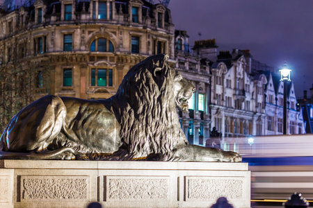 Trafalgar square in Christmas time, London, UKの写真素材