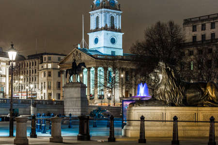 Trafalgar square in Christmas time, London, UKの写真素材