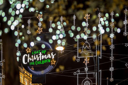 Oxford street in Christmas time, London, UKの写真素材