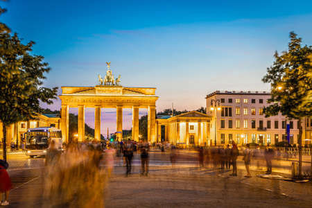 Brandenburg gate after the sunset in summer, Berlinの写真素材