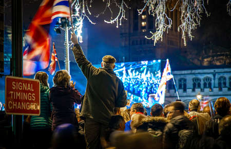 Brexit celebration on the Parliament Square in Londonのeditorial素材