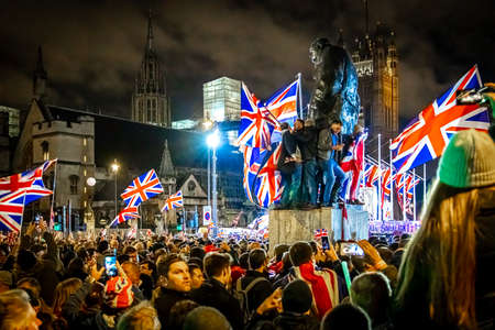Brexit celebration on the Parliament Square in Londonのeditorial素材