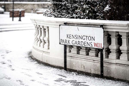 Notting Hill under the snow storm in 2021 in London, England, UKの写真素材