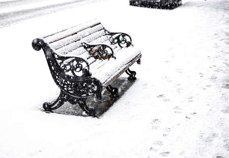 Notting Hill under the snow storm in 2021 in London, England, UKの写真素材