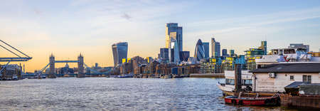 Panorama of Tower bridge in winter time, London, England, UKの写真素材