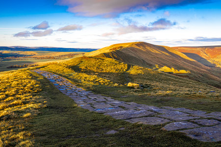 View of Mom tor in Peak district, an upland area in England at the southern end of the Pennines, UK