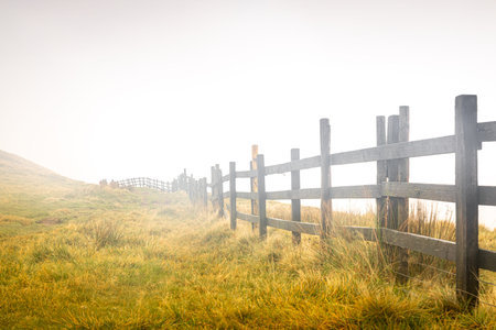 View of Mom tor in Peak district, an upland area in England at the southern end of the Pennines, UKの写真素材